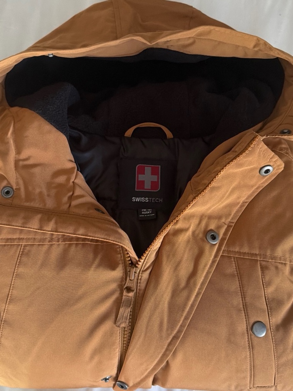 Swiss Tech kids Hooded Winter Jacket in Brown sz12